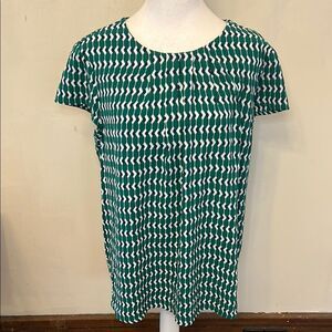 Jasmine & Juliana green blue white 
 Patterned cap sleeve blouse Size XL EUC